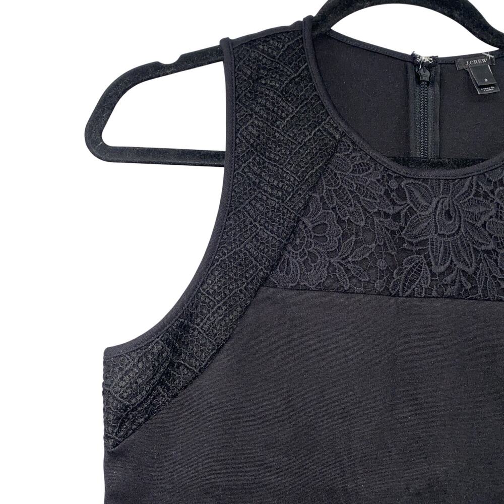 NWT J. Crew Black Structured Mixed Lace Peplum Shell Sleeveless Top Small - Picture 3 of 12
